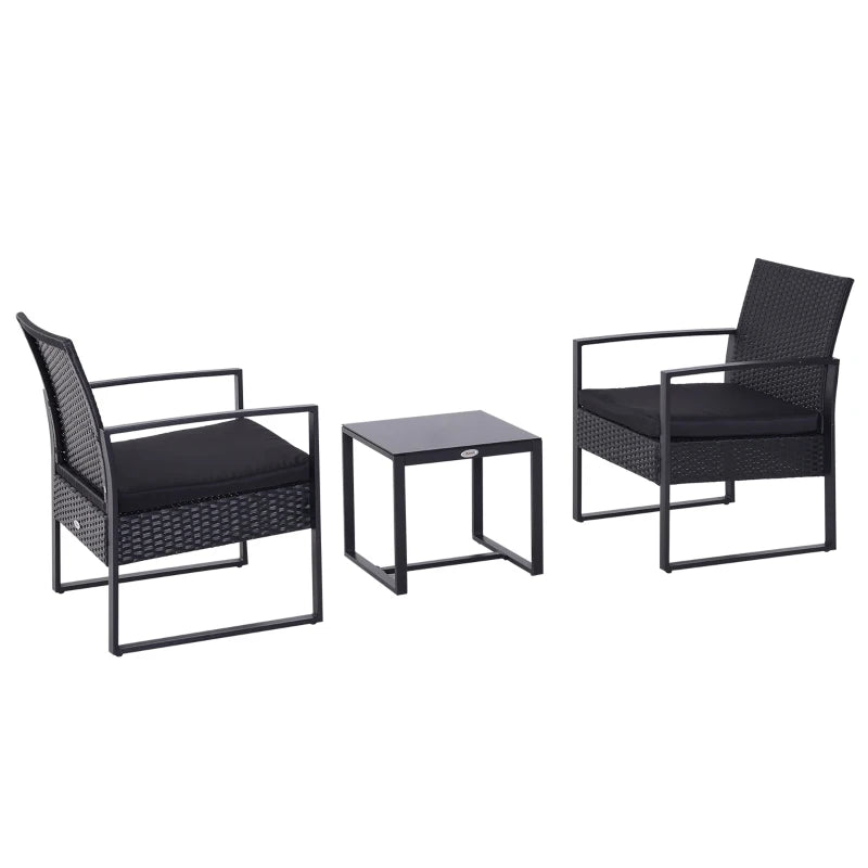 2 Seater Rattan Coffee Set-Black