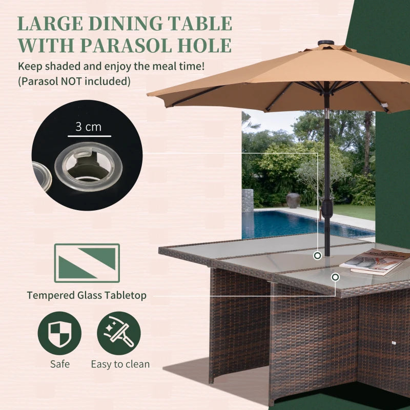 Mixed Brown 10 Seater Cubed Rattan Dining Set