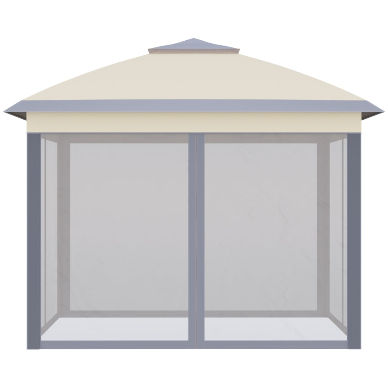 Beige Foldable Pop Up Gazebo with Zippered Mesh Sidewalls