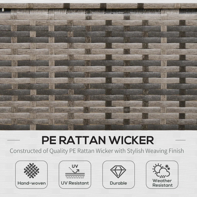 Mixed Grey 8-Seater Wicker Sofa Set With Glass Table & Cushions