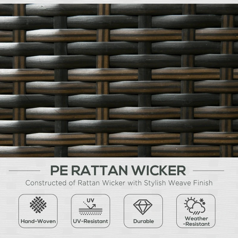 Brown 7-Seater Rattan Corner Sofa Set, Garden Furniture Set & Tempered Glass Table