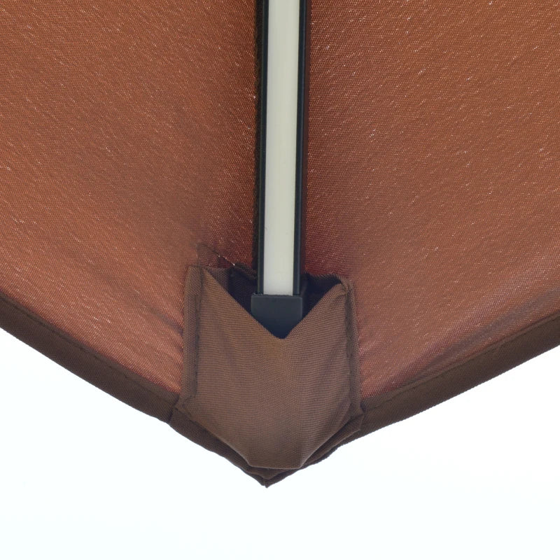 2.3H x 2.95m Coffee Parasol With LED Solar lights