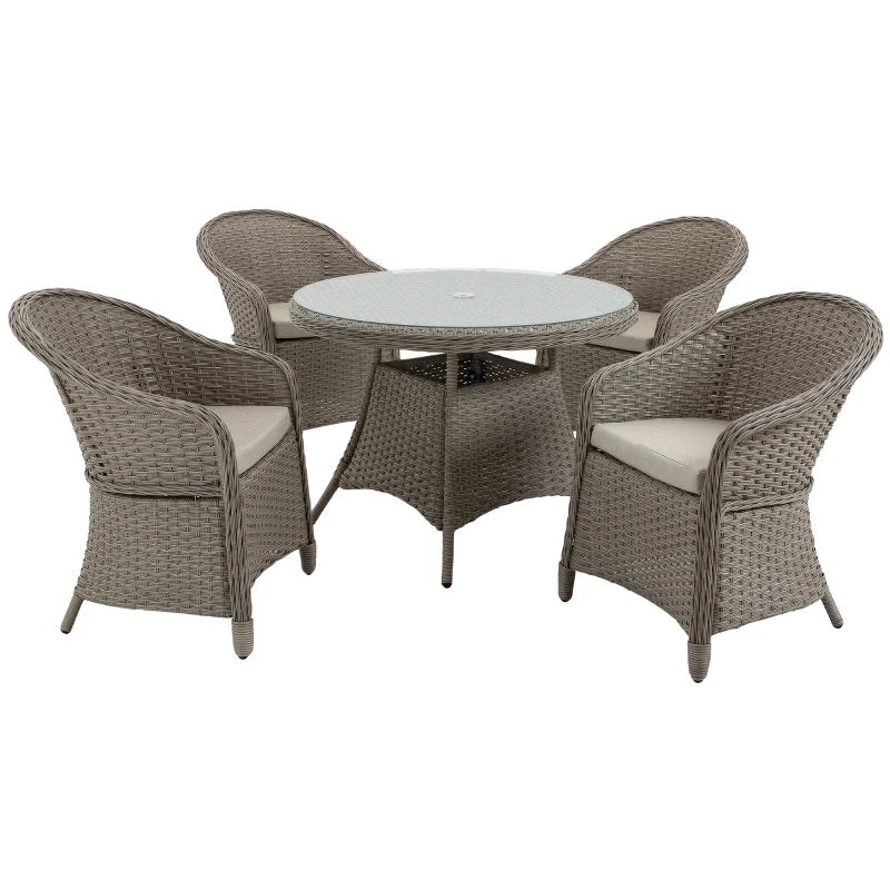 Luxury 4 Seater Rattan Dining Set With Curved Armchairs