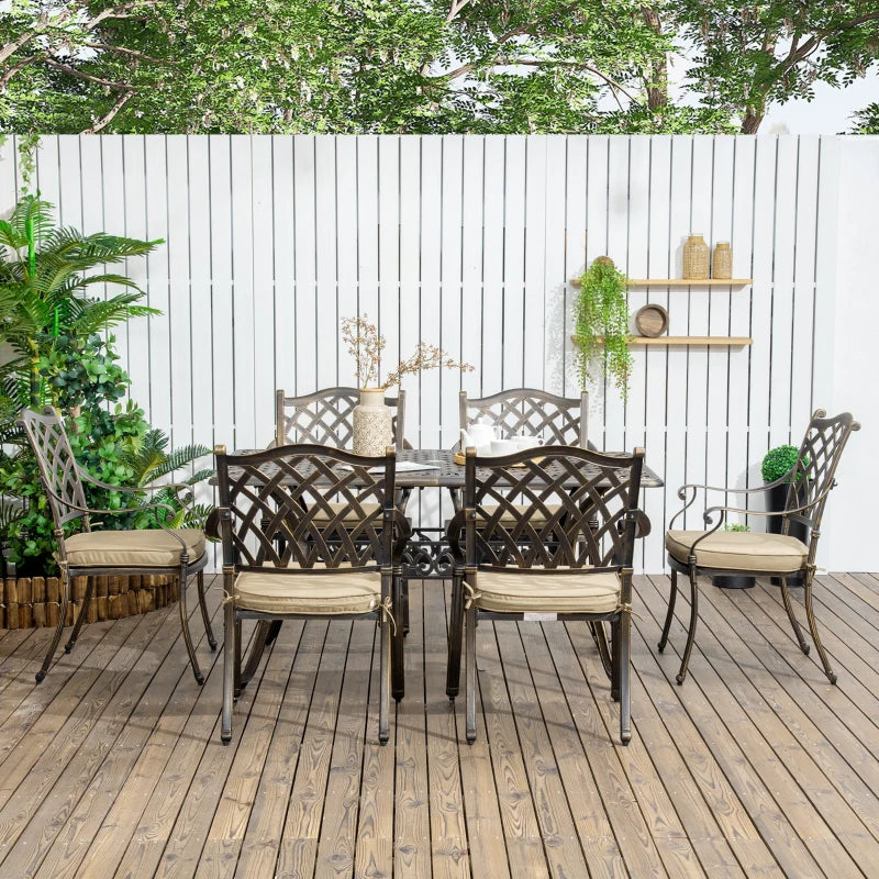 Bronze 7 Piece Cast Aluminium Patio Furniture Set
