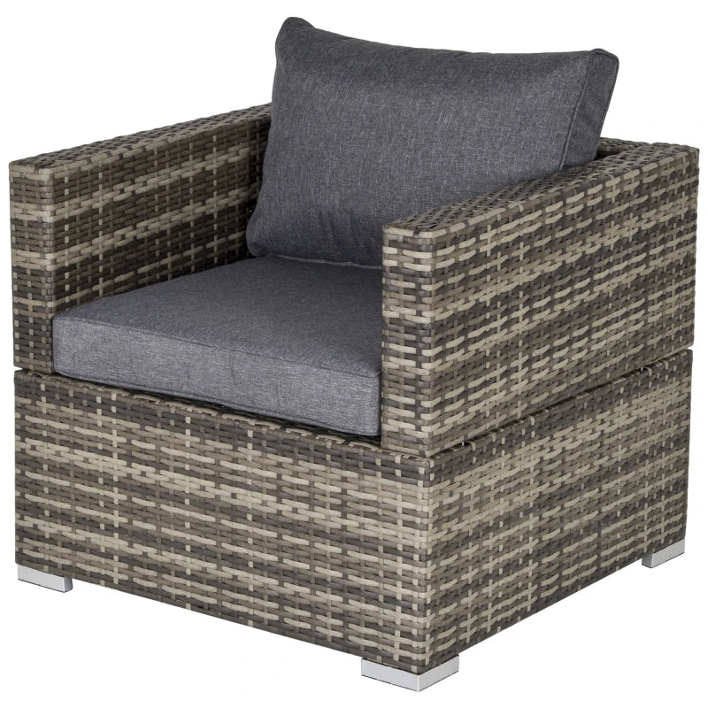 Dark Grey Single Seater Rattan Chair with Padded Cushions