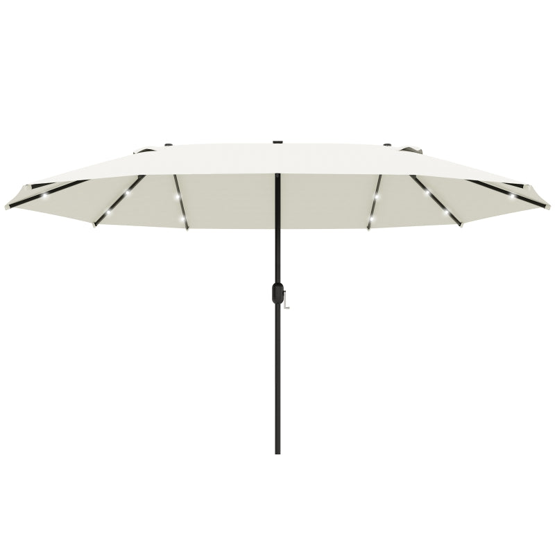 Cream White Double-Sided Sun Umbrella With LED Lights