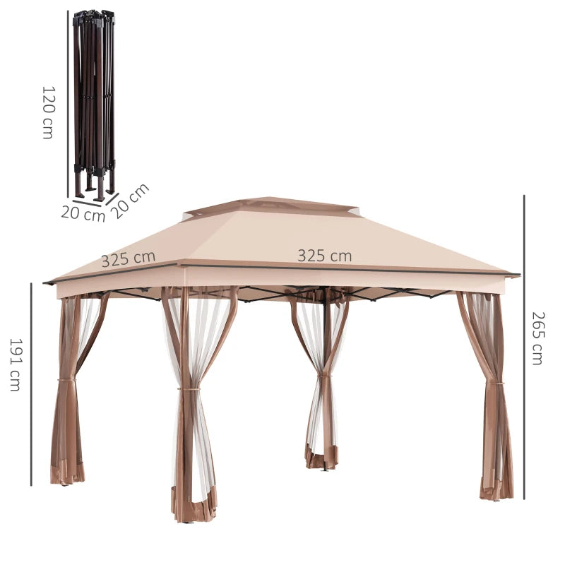 3m x 3m Khaki Pop Up Gazebo