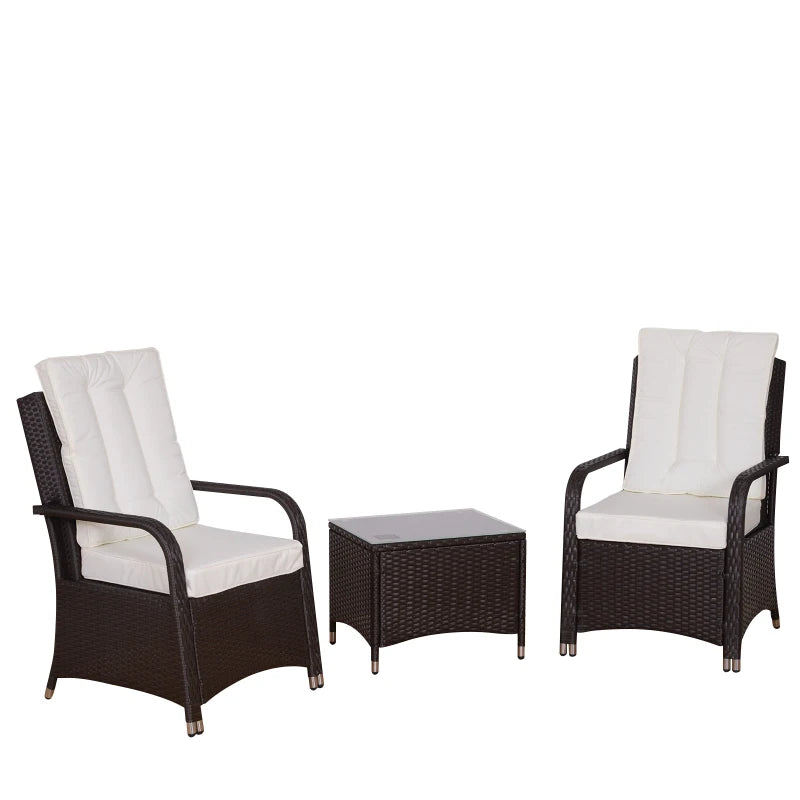 White Rattan Bistro Set With Aluminium Frame, Table & Cover