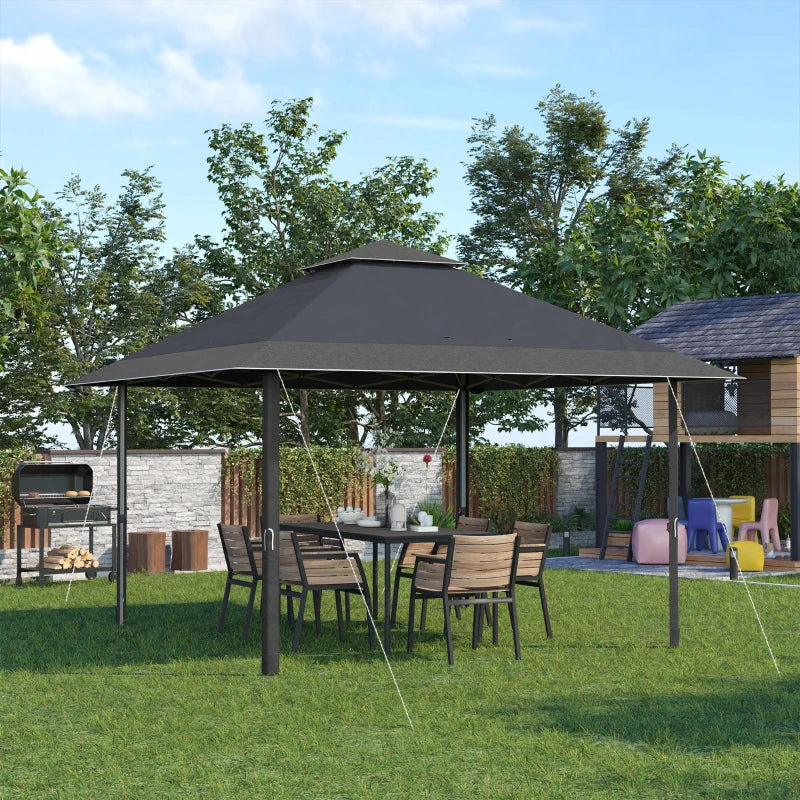 4m x 4m Pop-up Gazebo Double Roof Canopy with UV Proof, Roller Bag & Adjustable Legs