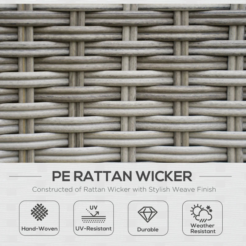 Grey 6 Piece Rattan Corner Sofa With Soft Padded Cushions & Liftable Coffee Table