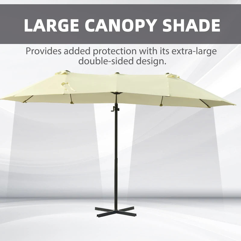 Beige Double Canopy Offset Parasol With Steel Pole