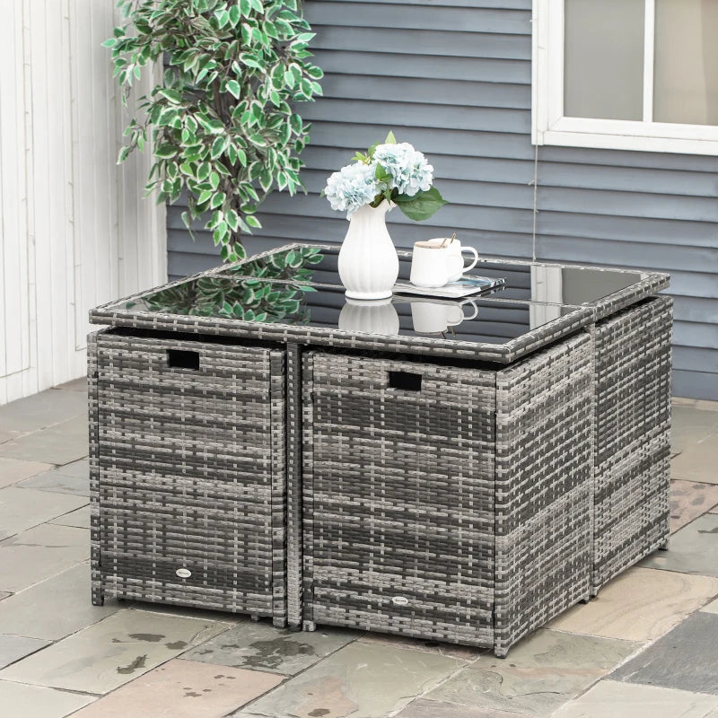 8 Seater Rattan Dining Set With Stools
