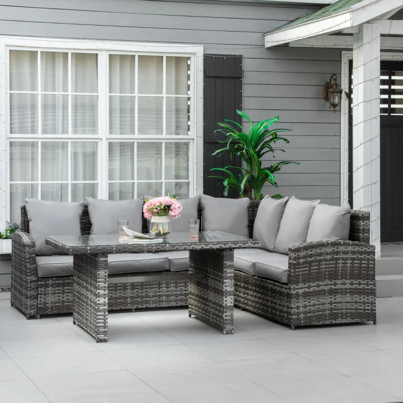 3 Piece Rattan Corner Dining Set