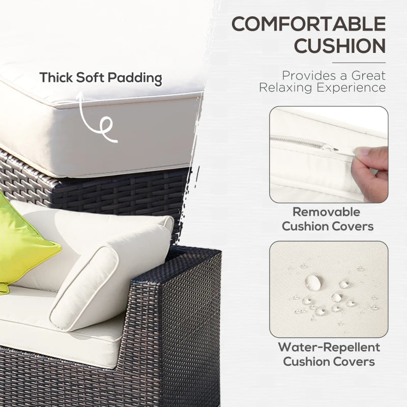 Mixed Brown 8 Piece Rattan Corner Sofa Set with Thick Cushions and Glass Top Table