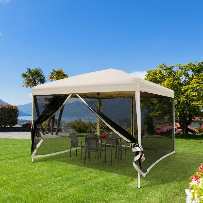 3m x 3m Pop Up Gazebo With Height Adjustable Mesh Screen House