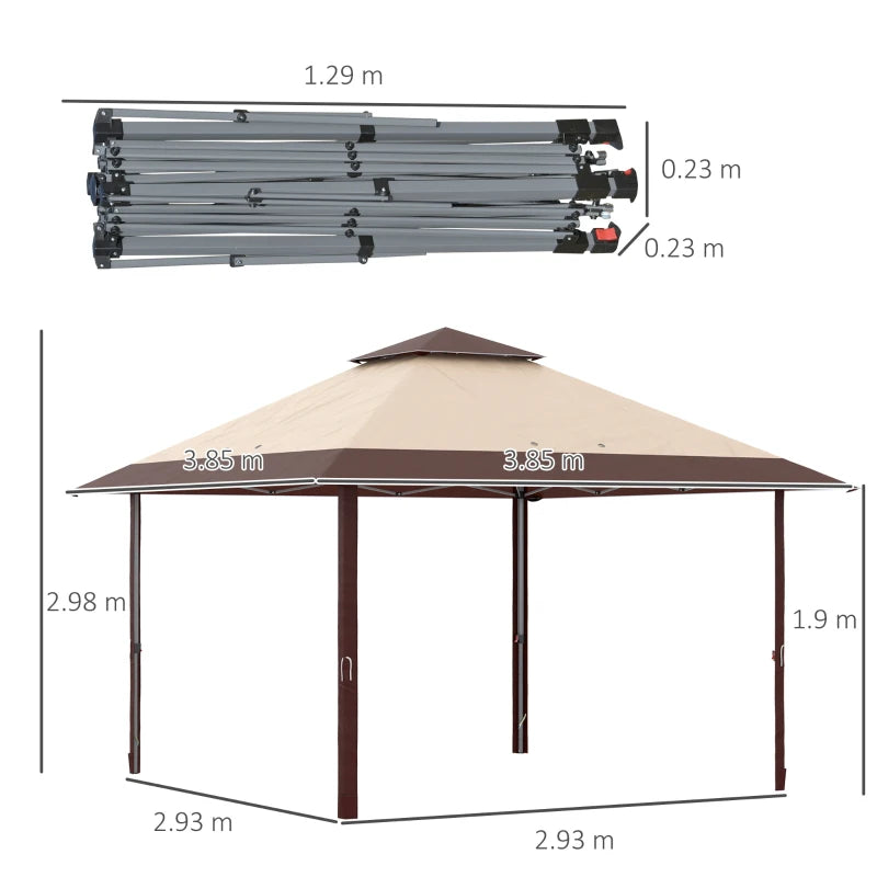 Brown 4 x 4m Pop-up Gazebo With Adjustable Legs