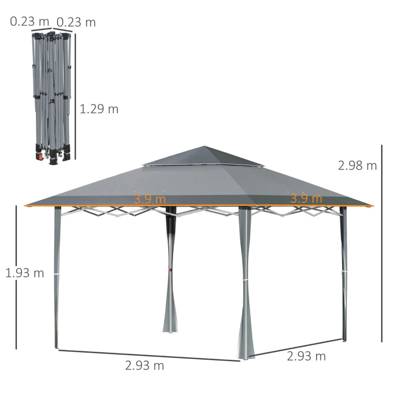 4m x 4m Dark Grey Pop-up Gazebo With Steel Frame