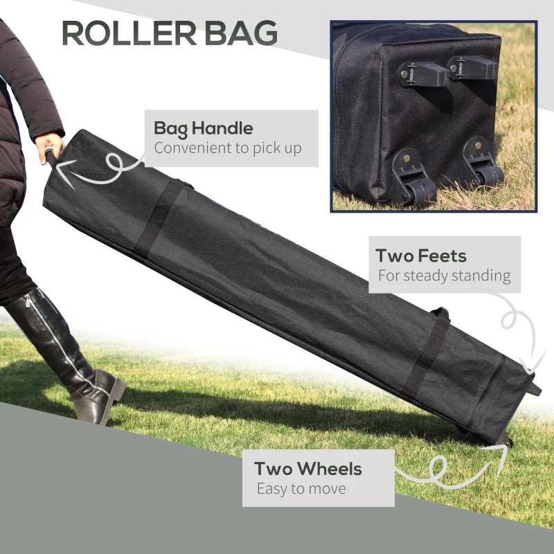 3m x 3m Dark Grey Pop Up Gazebo with Wheels and 4 Leg Weight Bags - Height Adjustable