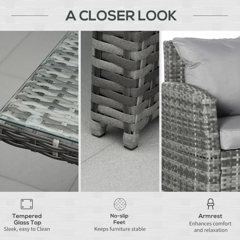 3 Piece Rattan Corner Dining Set