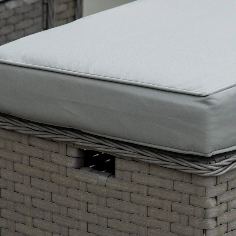 Grey 6 Piece Rattan Sofa Set With Loveseat Stool