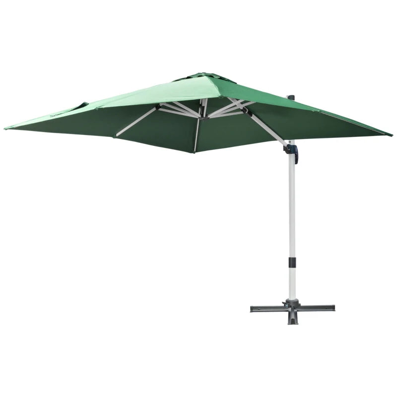 Green 3m x 3m Cantilever Parasol With Aluminium Frame
