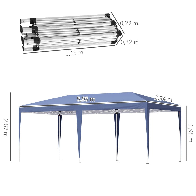 Blue Pop Up Gazebo With Double Roof & Bag - Wedding Awning Canopy