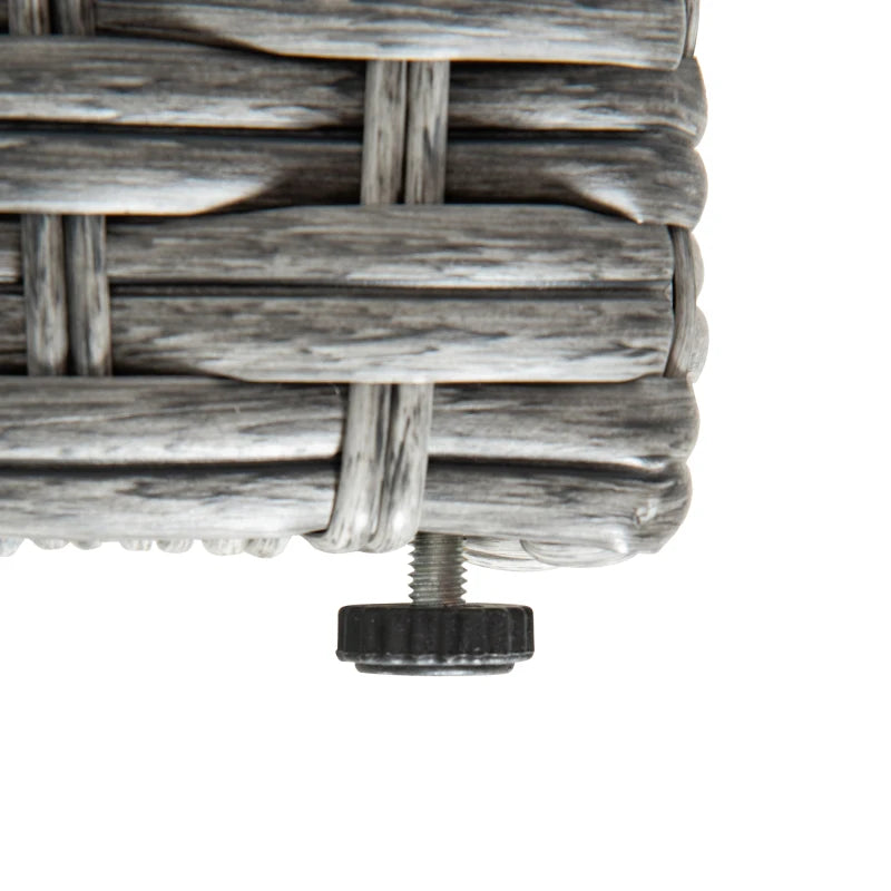 Mixed Grey 3 Piece Rattan Furniture Set with Double Chaise Lounge and Convertible Middle Table