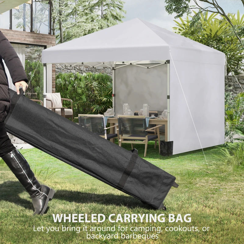 3m x 3m White Pop Up Gazebo with 2 Sidewalls