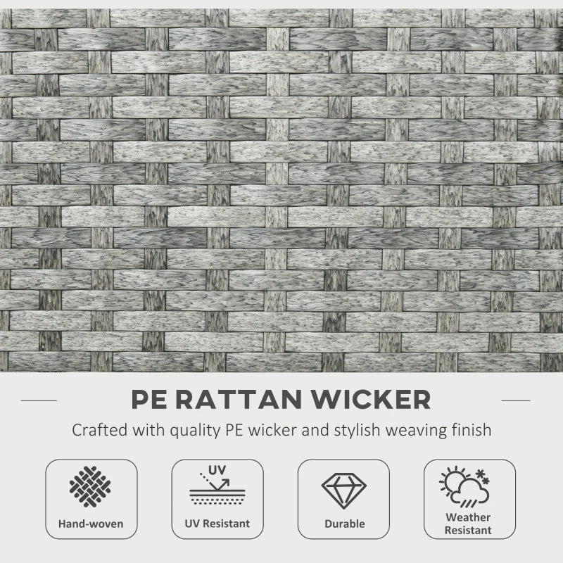 Grey 6 Seater Rattan Furniture Set With Fire Pit Table - Wicker Loveseat, 2 Armchairs and 2 Footstools Included