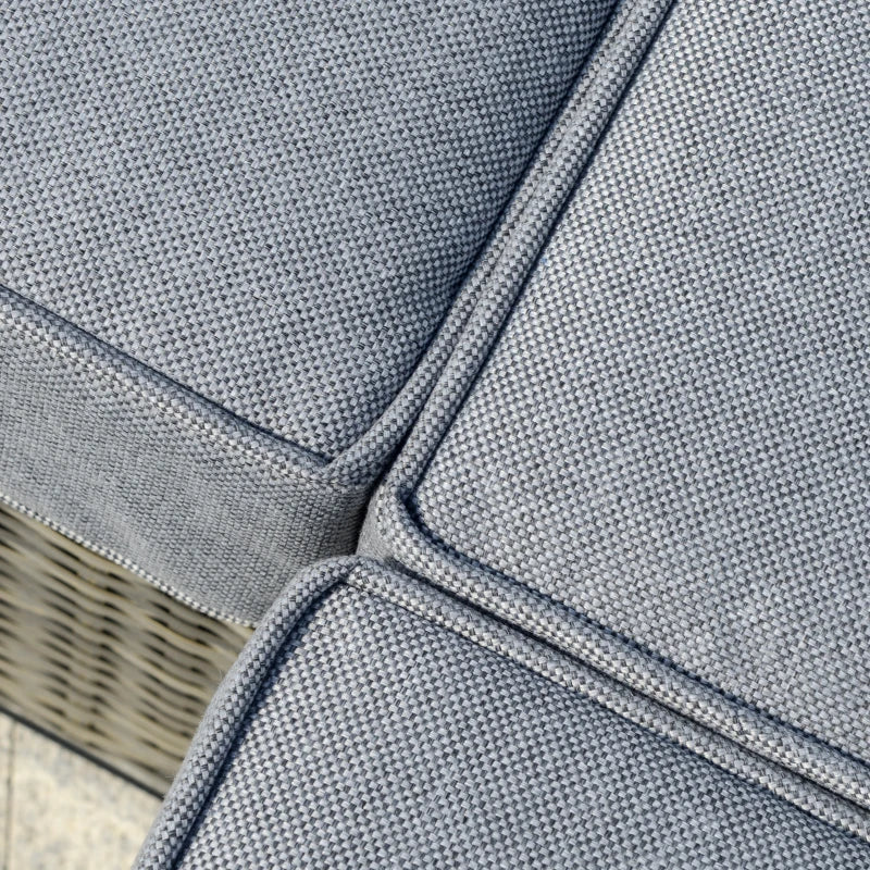 Grey 4 Seater Rattan Corner Sofa Set With Padded Cushions & Topper Coffee Table