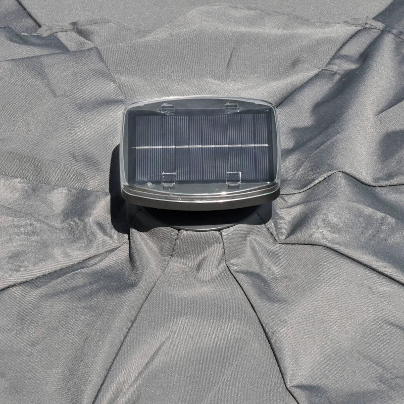 2.55H x 2.98m Light Grey Adjustable Cantilever Parasol With LED Lights