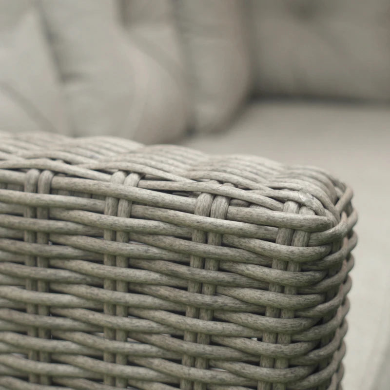 8-Seater Rattan Sofa Set With Fire Pit Table, L-Shape Sofa, Footstool and Furniture Cover