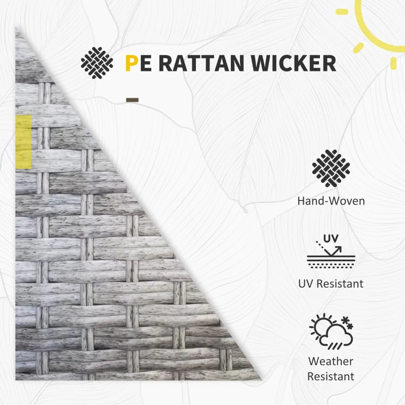 Grey 5-Piece Rattan Set with Corner Sofa, Footstools & Coffee Table