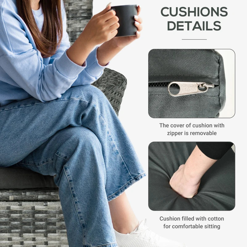 Grey 3 Piece Rattan Bistro Set