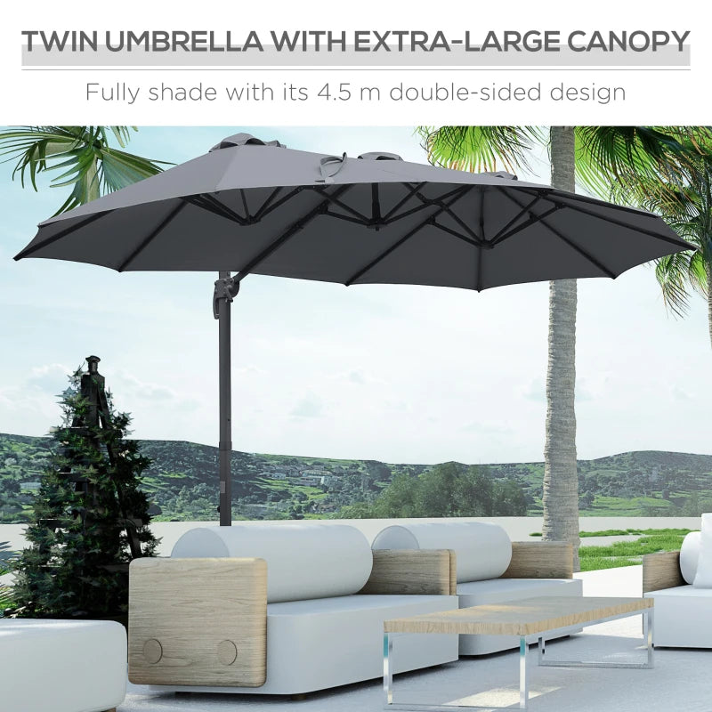 Grey  4.5m Patio Parasol - 360° Rotation