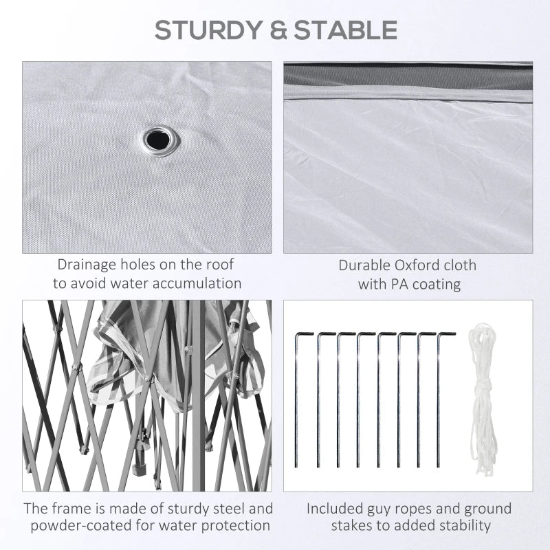 Grey Foldable Gazebo With Mesh Curtains