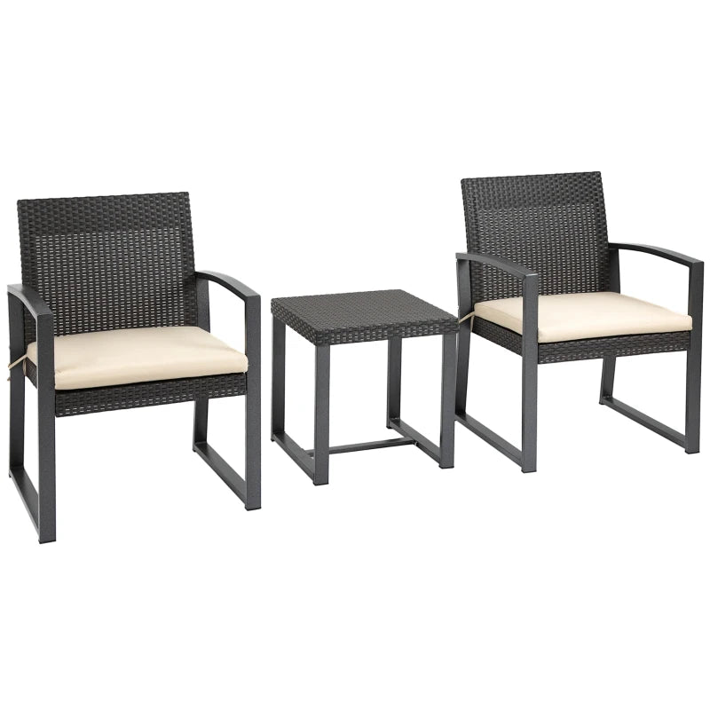 Brown Rattan Style Bistro Set - Conservatory Furniture