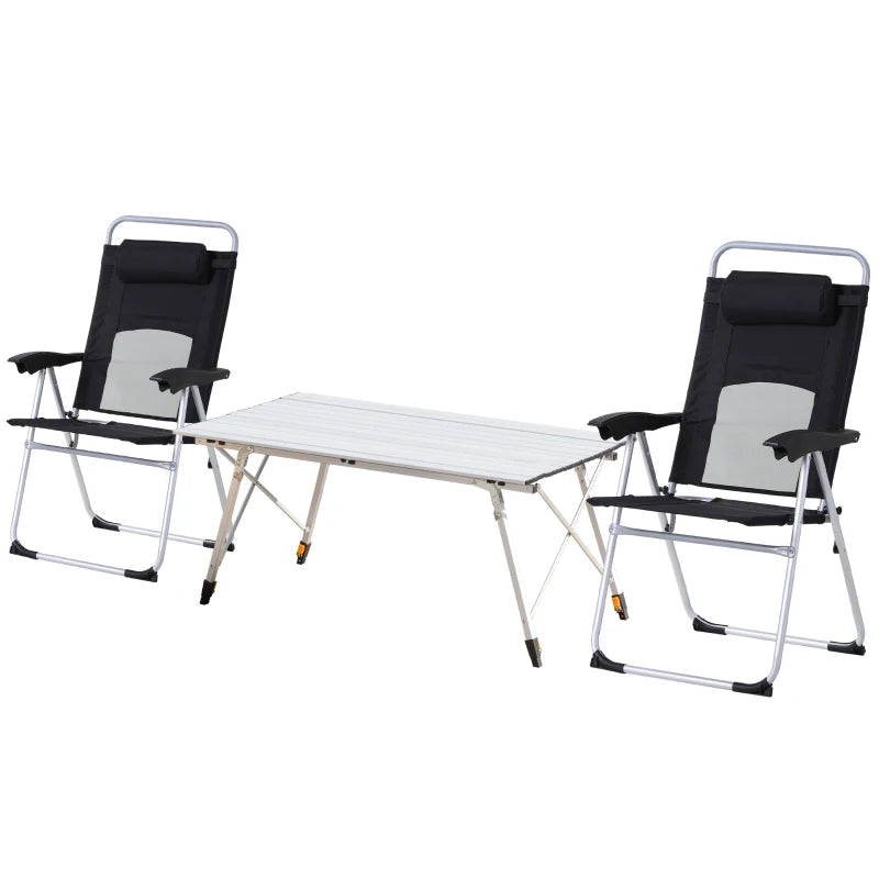 3 Piece Folding Camping Table and Chairs Set