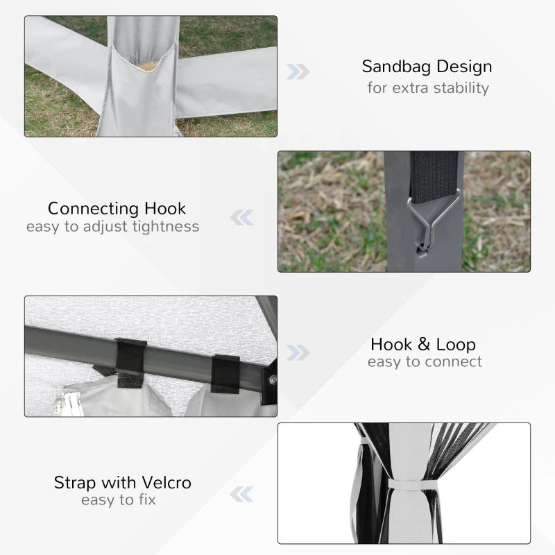 Light Grey Hexagonal Pop Up Canopy Tent With Bag