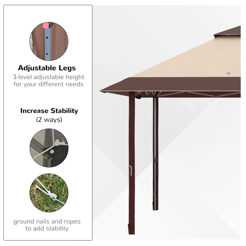 Brown 4 x 4m Pop-up Gazebo With Adjustable Legs