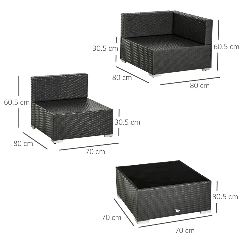 Dark Brown 7 Piece Rattan Furniture Set with Thick Padded Cushions