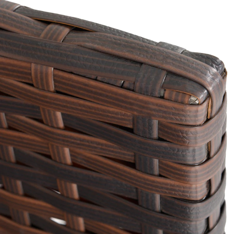 Brown Rattan Dining Set With Light Coloured Cushions & Table