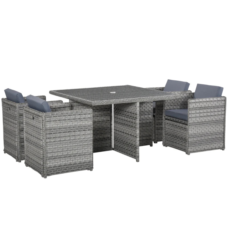 8 Seater Grey Rattan Dining Set With Table