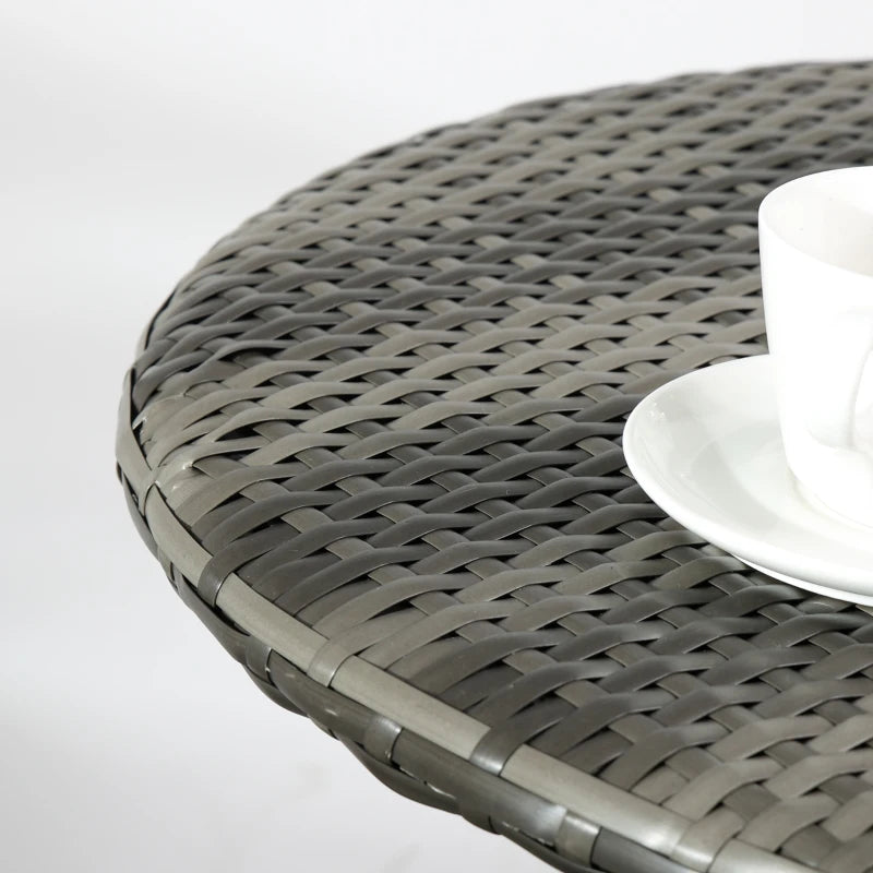 Grey Hand Woven Rattan Coffee Table and Chairs - Foldable