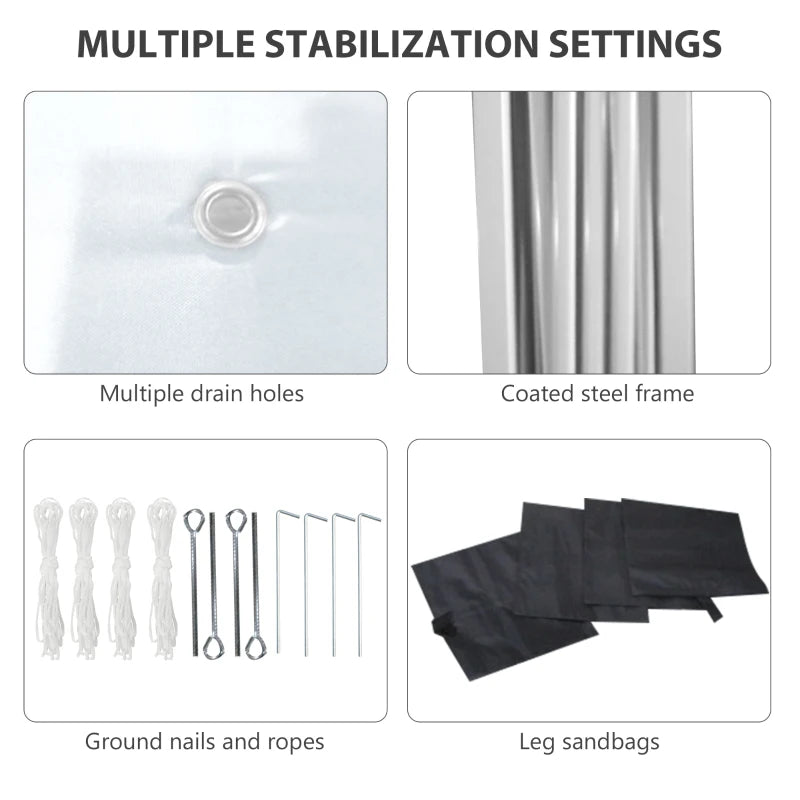 3m x 3m White Pop Up Gazebo with 2 Sidewalls