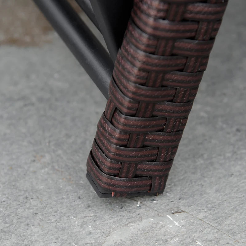 Brown 2-Seater 2-in-1 Rattan Convertible Sofa Daybed