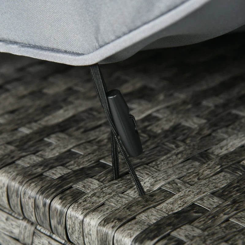 Grey 6 Seater Rattan Furniture Set With Fire Pit Table - Wicker Loveseat, 2 Armchairs and 2 Footstools Included