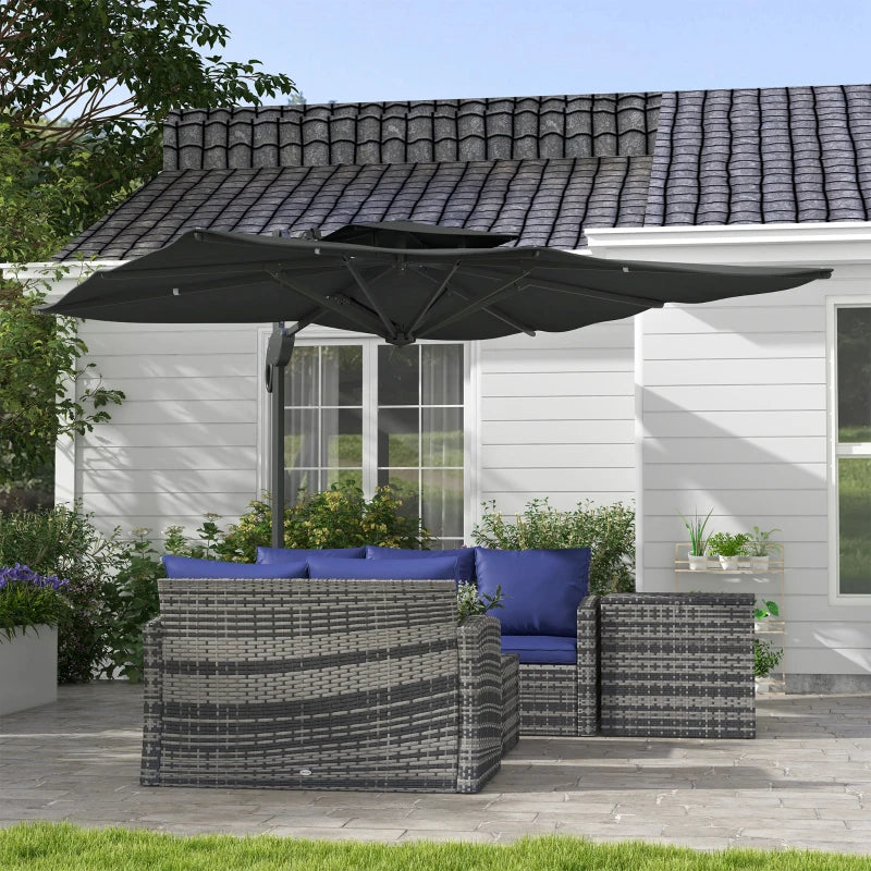 Grey 3m Cantilever Parasol with Hydraulic Mechanism - Dual Vented