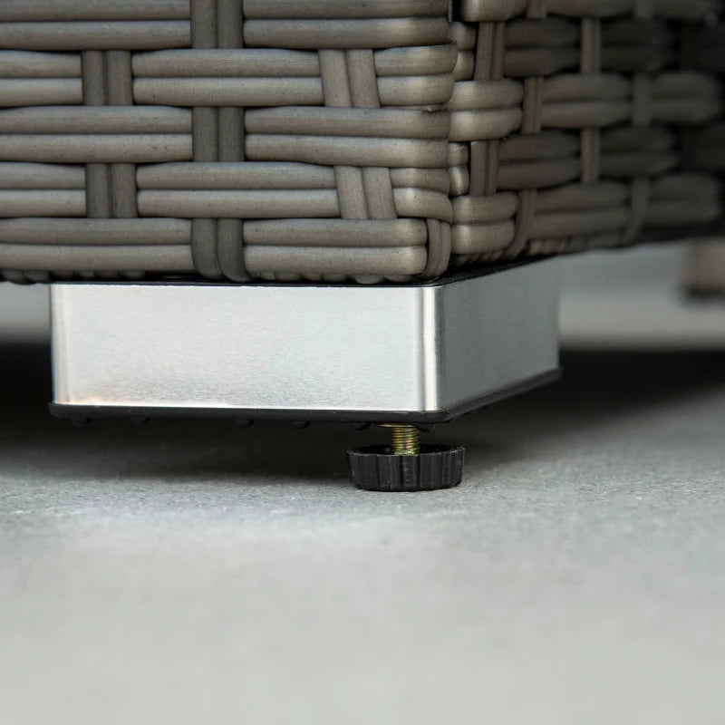 10-Seater Rattan Sofa With Footstools and Expandable Glass Table