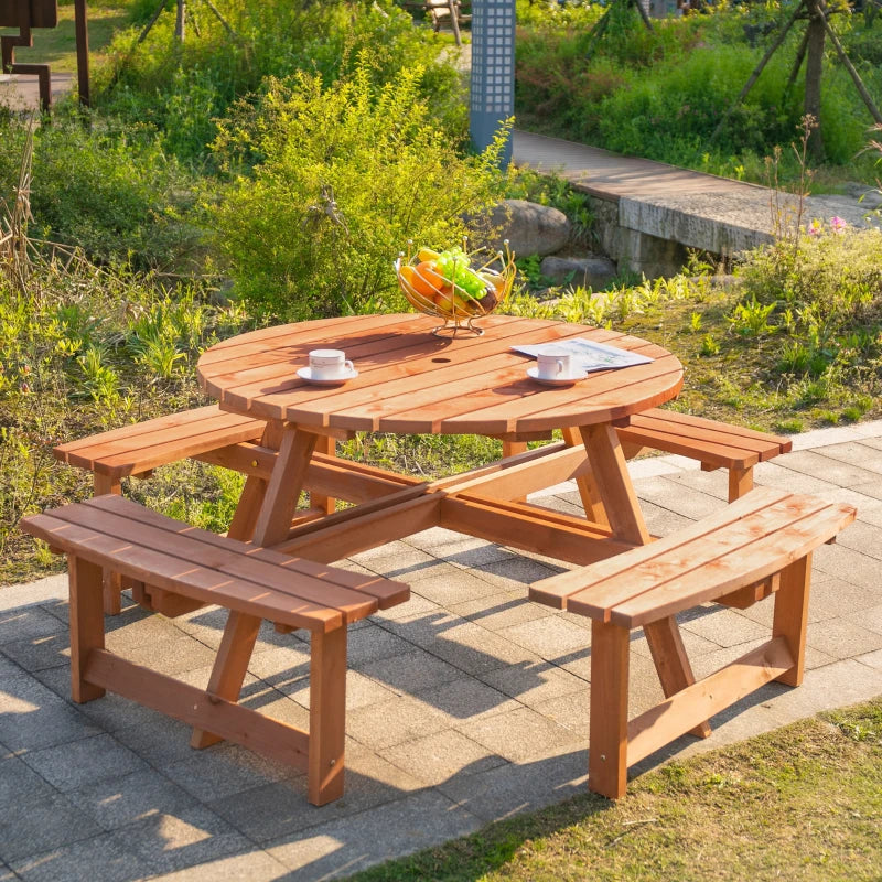 8-Seater Wooden Picnic Set